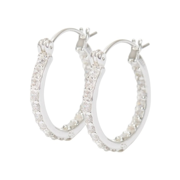 NWT, Crystal Haze Jewelry , Mini Serena Hoops - Silver, Silver Plated Brass - Picture 1 of 3